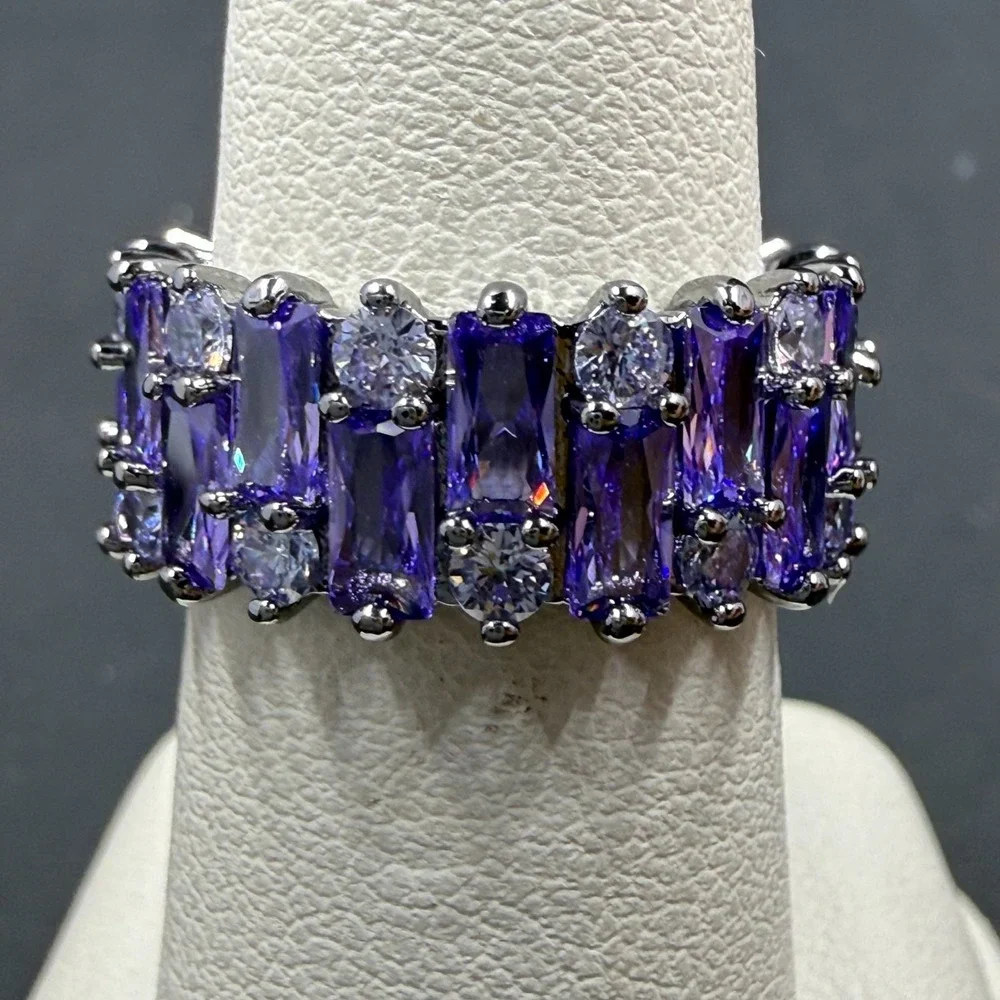 Bomb Party Styling Sparkle Size 6 Ring Violet CZ‎ RBP6651 Hematite Plated
